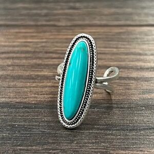 Turquoise, Brass Adjustable Ring